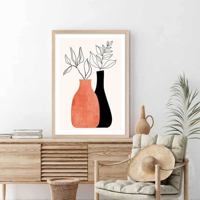 Affiche fleurs Madame et monsieur deco Affiche + cadre en bois - Chêne