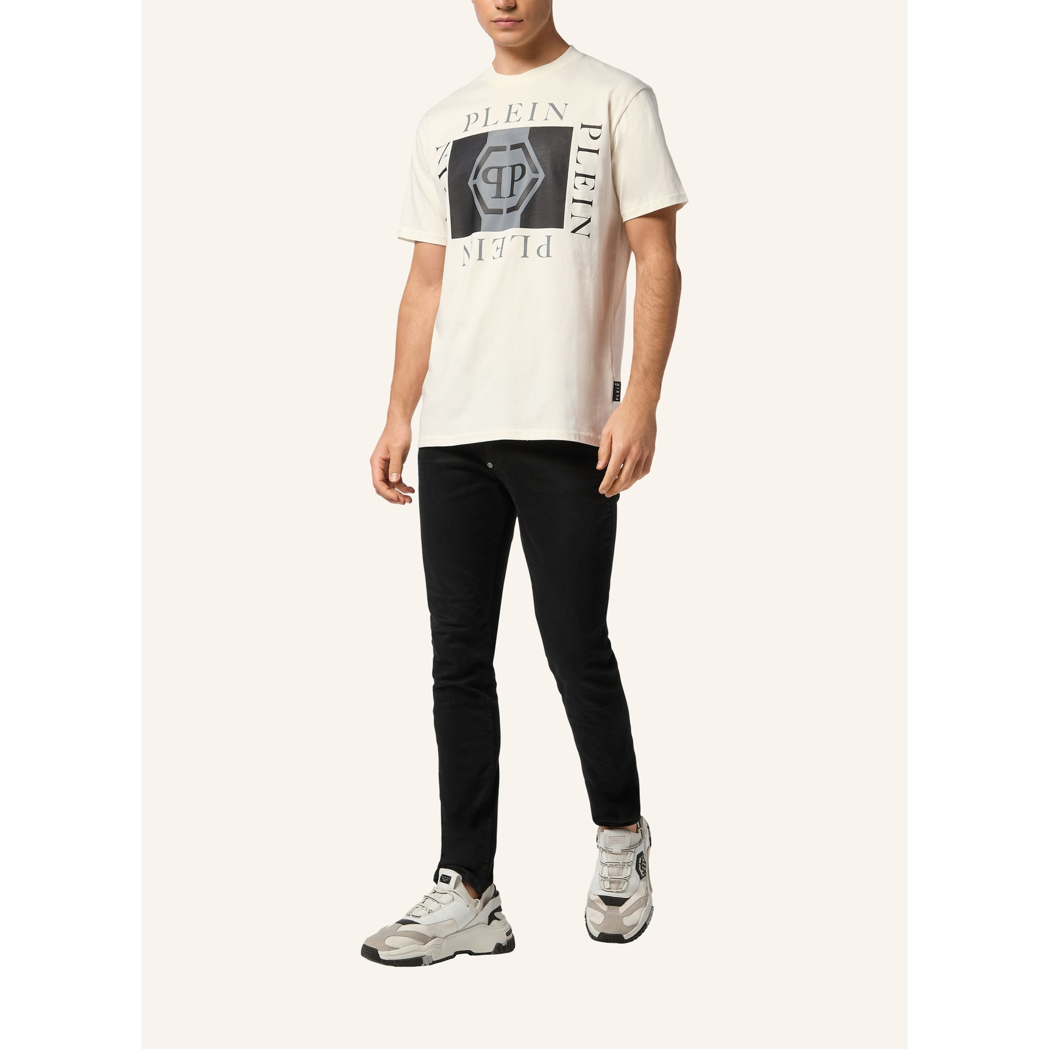 PHILIPP PLEIN Camiseta de cuello redondo y manga corta HEXAGON