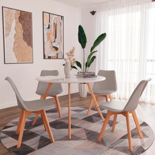 Set Di 4 Sedie Per Sala Da Pranzo Ufficio Con Gambe Faggio Legno Massello Massiccio Stile Nordico Scandinavo Seduta Imbottita Soggiorno Sala Grigio