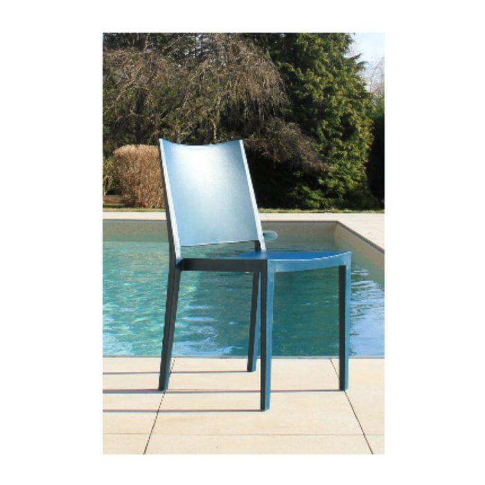 Lot de 2 chaises de jardin en plastique - bleu pétrole - LAGOS
