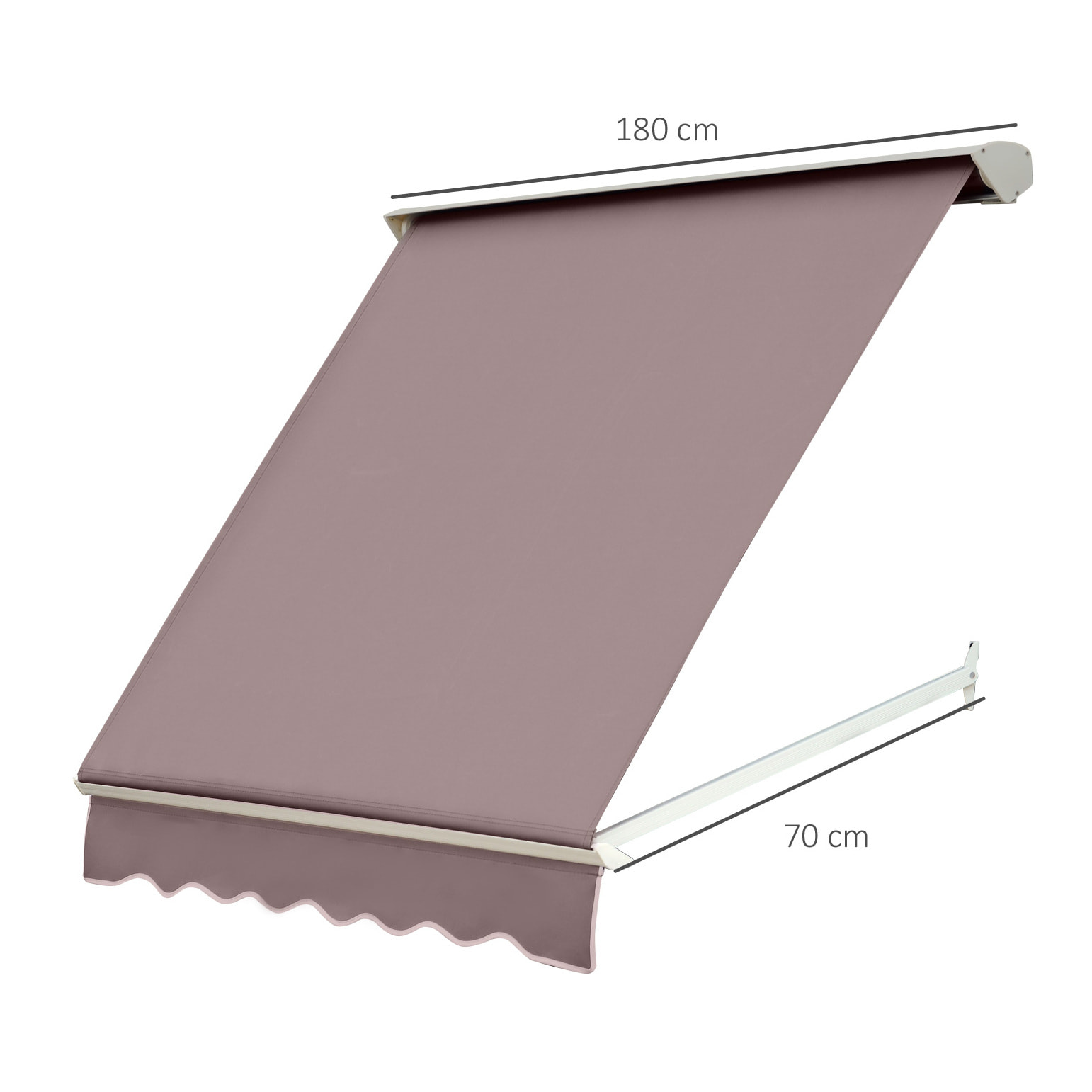 Store banne manuel inclinaison réglable aluminium polyester imperméabilisé 70L x 180l cm taupe clair