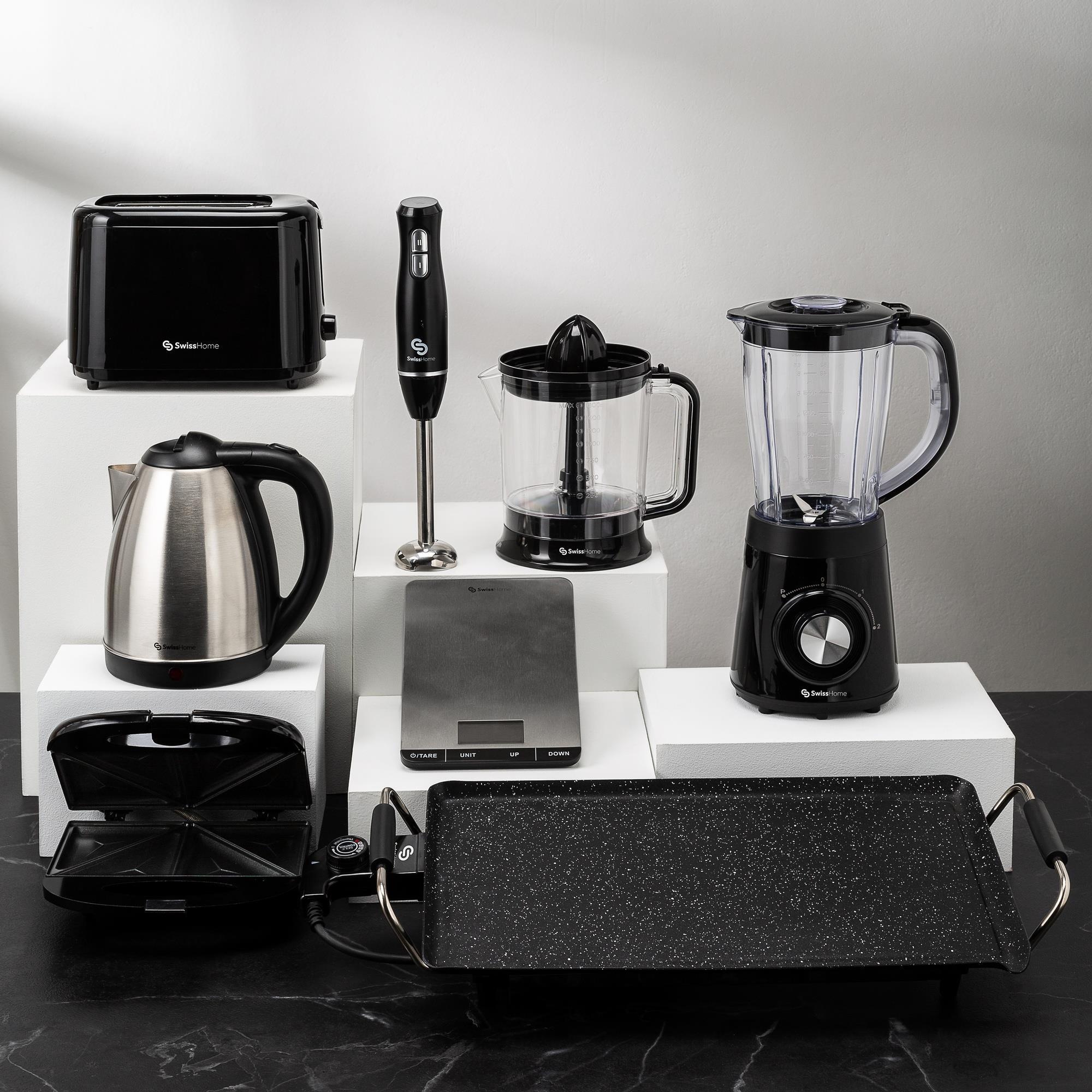 Exprimidor Eléctrico 40W de 1,2L con doble cono y Pies Antideslizantes SwissHome