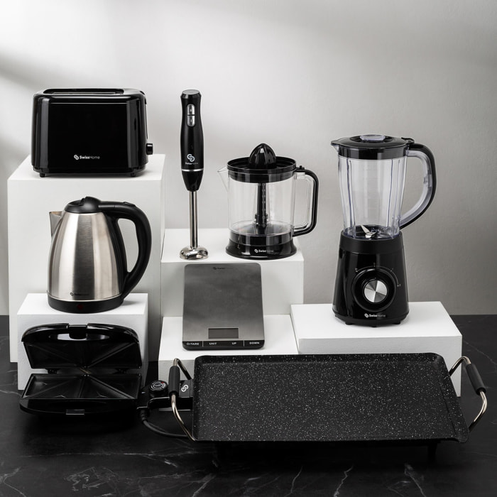 Exprimidor Eléctrico 40W de 1,2L con doble cono y Pies Antideslizantes SwissHome