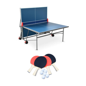 Table de ping pong intérieure pliante avec 4 raquettes et 6 balles TABLE DE PING PONG INTÉRIEURE PLIANTE + RAQUETTES