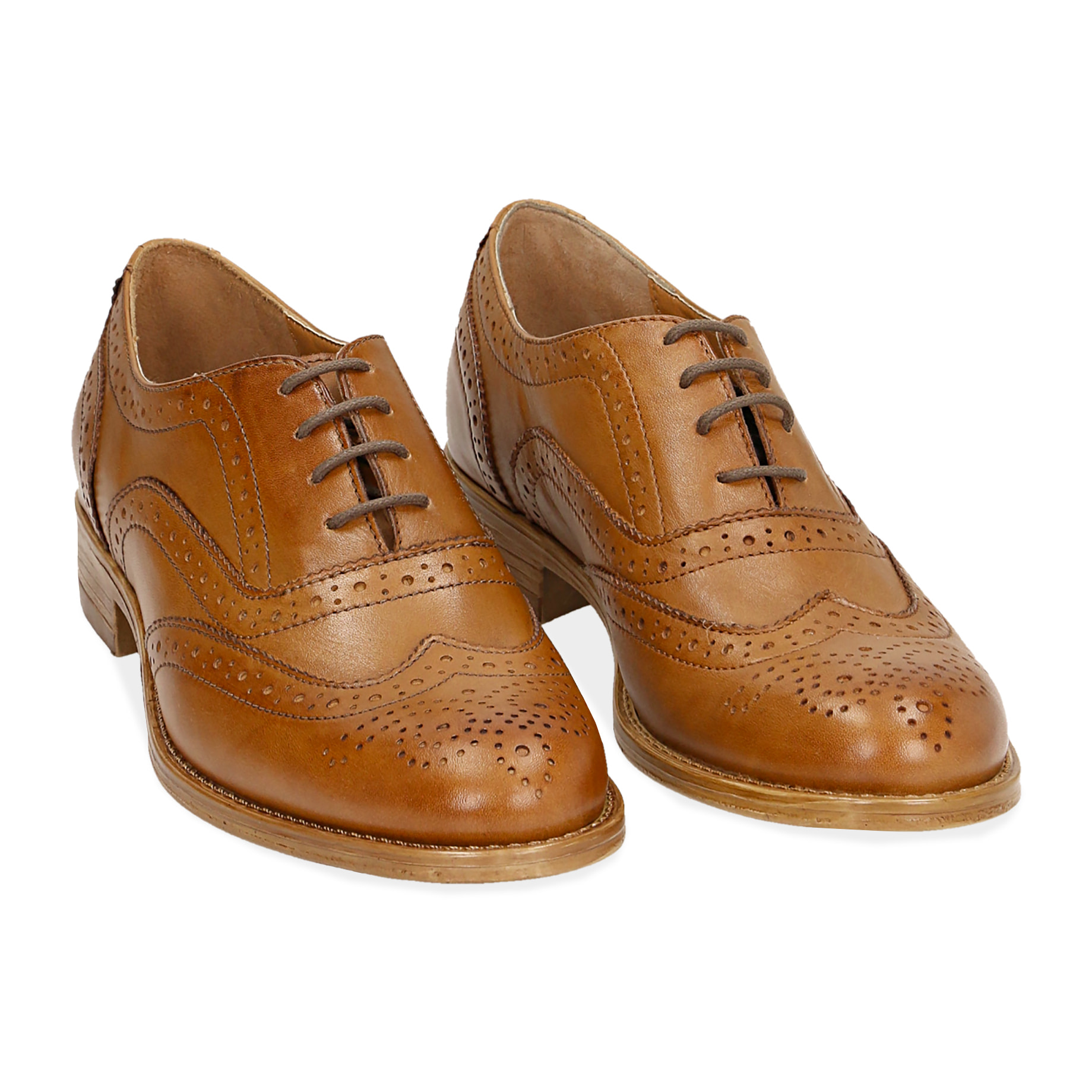 Stringate cuoio in pelle