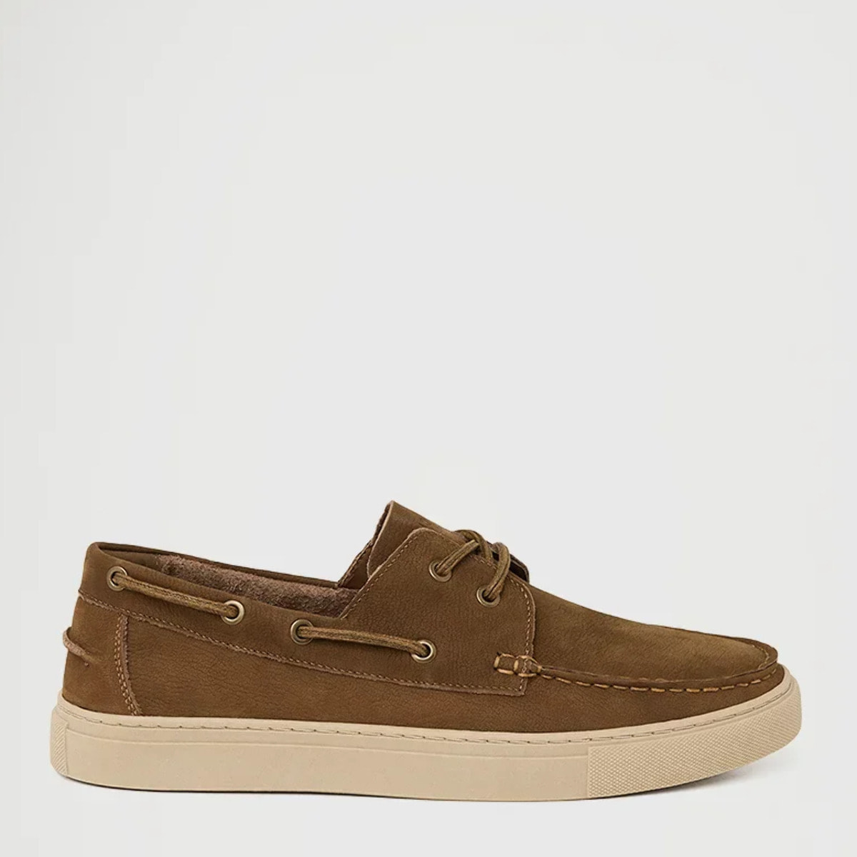 Zapato náutico Oak marrón de piel con logo Polo Club