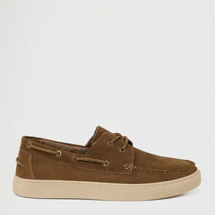 Zapato náutico Oak marrón de piel con logo Polo Club