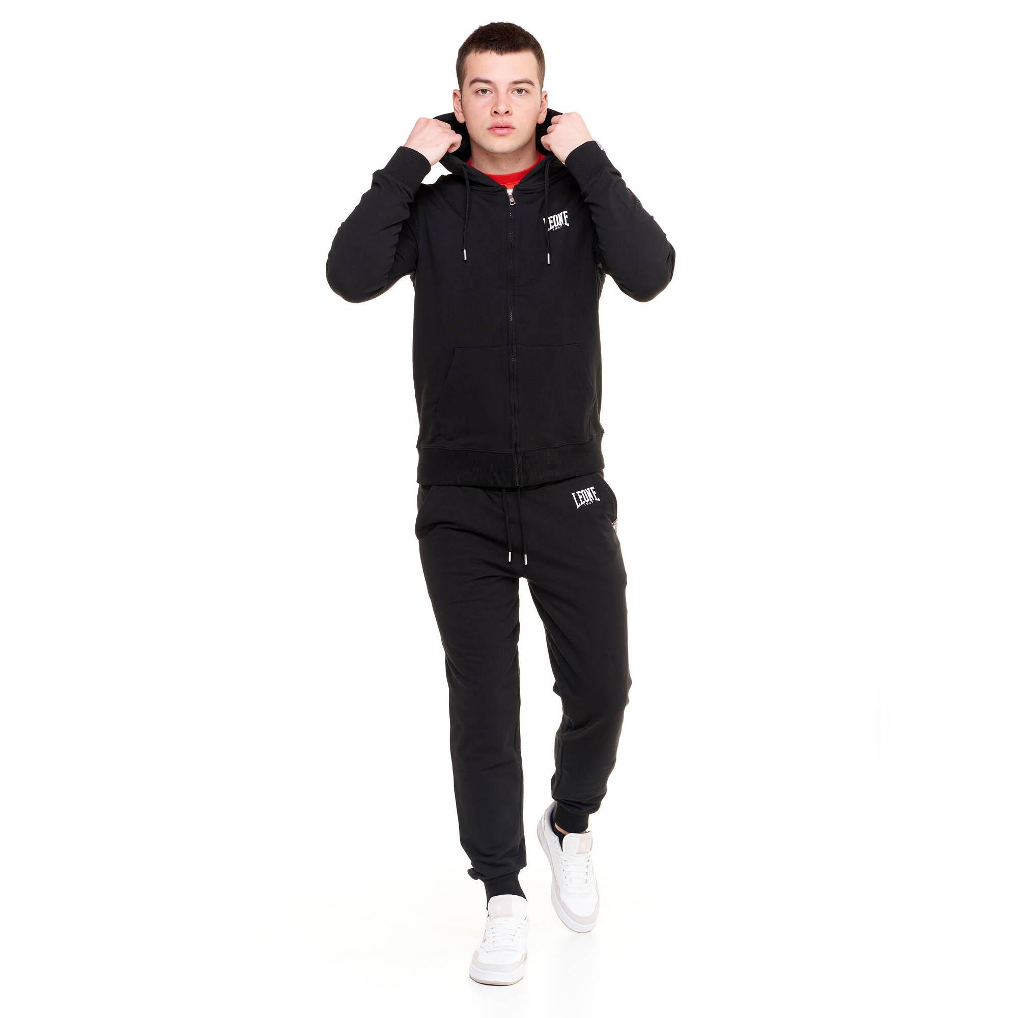 Felpa da uomo con cappuccio e zip non felpata Leone Basic
