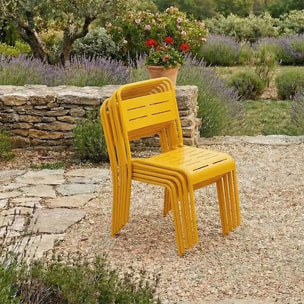 Lot de 6 chaises de jardin empilables jaunes EVORA