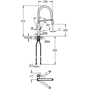 GROHE Concetto Mitigeur monocommande Evier avec Jet professionnel 31491000