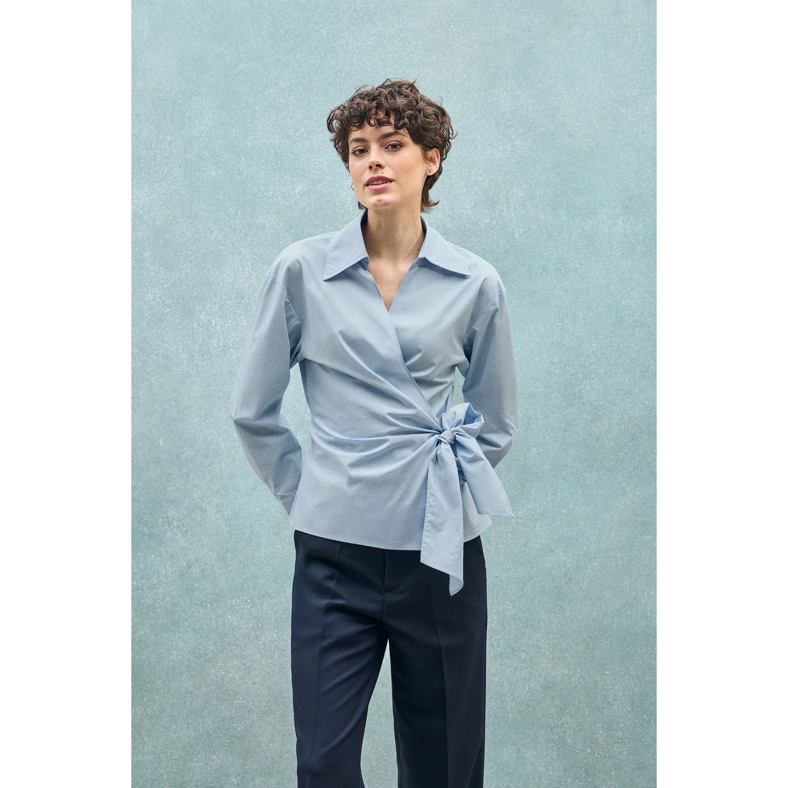 Camicia blu a doppio petto Meggan con dettagli Polo Club