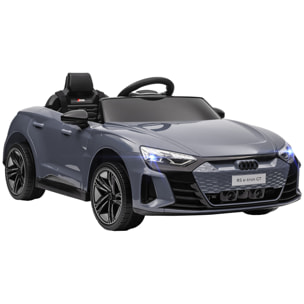 Coche Eléctrico para Niños de +3 Años AUDI RS e-tron GT Coche de Batería 12V con Mando a Distancia Faros LED Bocina Música USB y Apertura de Puerta 3-5 km/h Gris