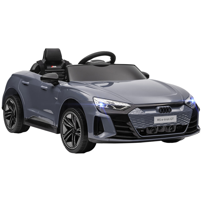 Coche Eléctrico para Niños de +3 Años AUDI RS e-tron GT Coche de Batería 12V con Mando a Distancia Faros LED Bocina Música USB y Apertura de Puerta 3-5 km/h Gris