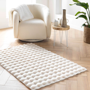 Tapis doux en imitation fourrure avec relief moelleux - Naturel