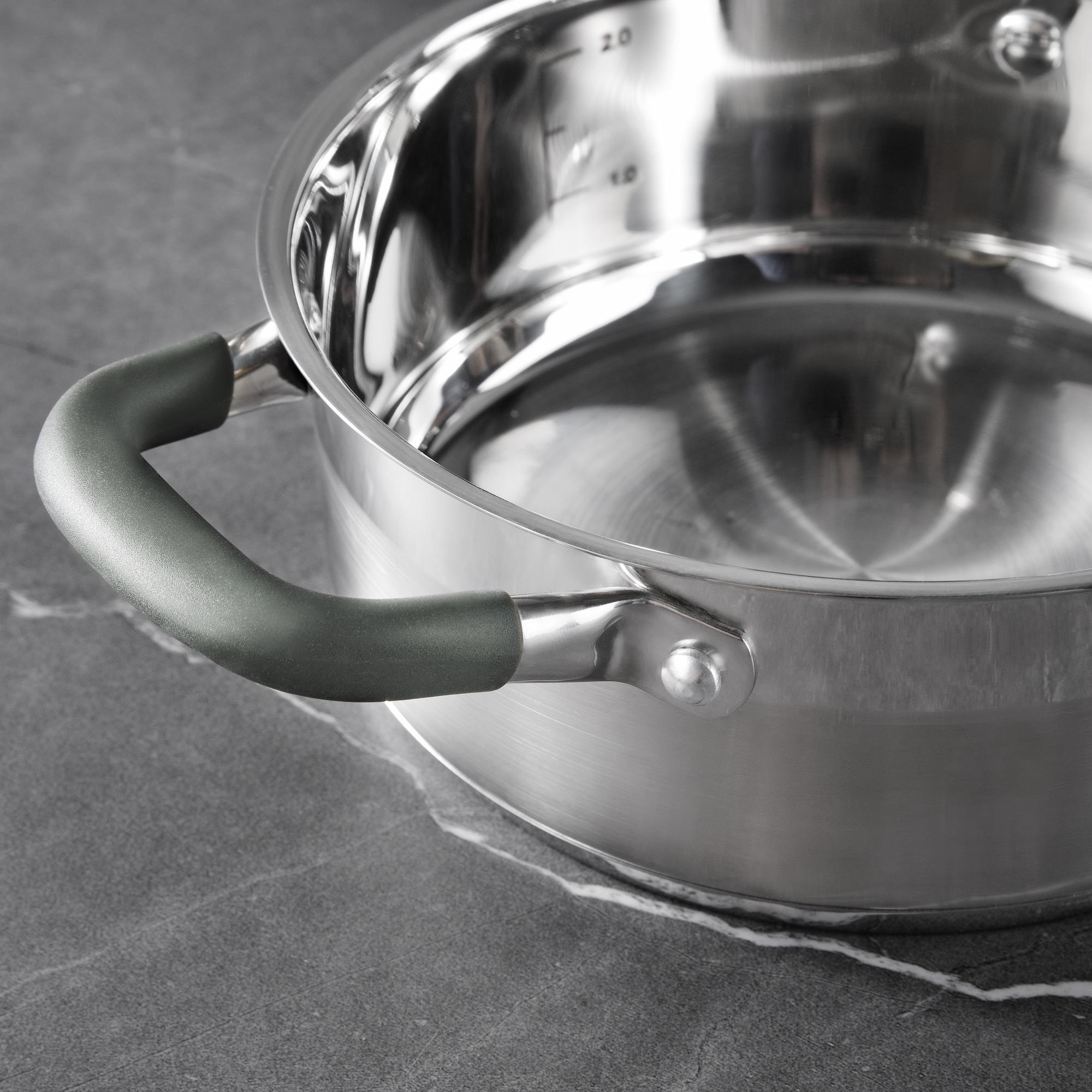 Olla Ø28x16,5cm de 9,5Len Acero inoxidable MIDNIGHT con tapa Bergner