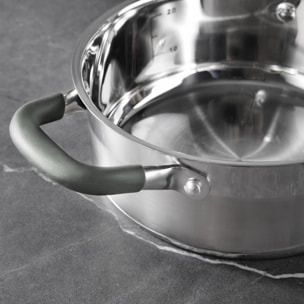 Olla Ø28x16,5cm de 9,5Len Acero inoxidable MIDNIGHT con tapa Bergner