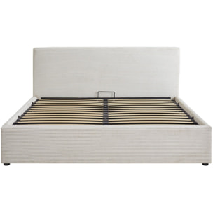 Lit coffre avec tête de lit en velours côtelé - TINA