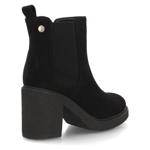 Botines Chelsea Mujer Negros con Plataforma y Tacón Ancho