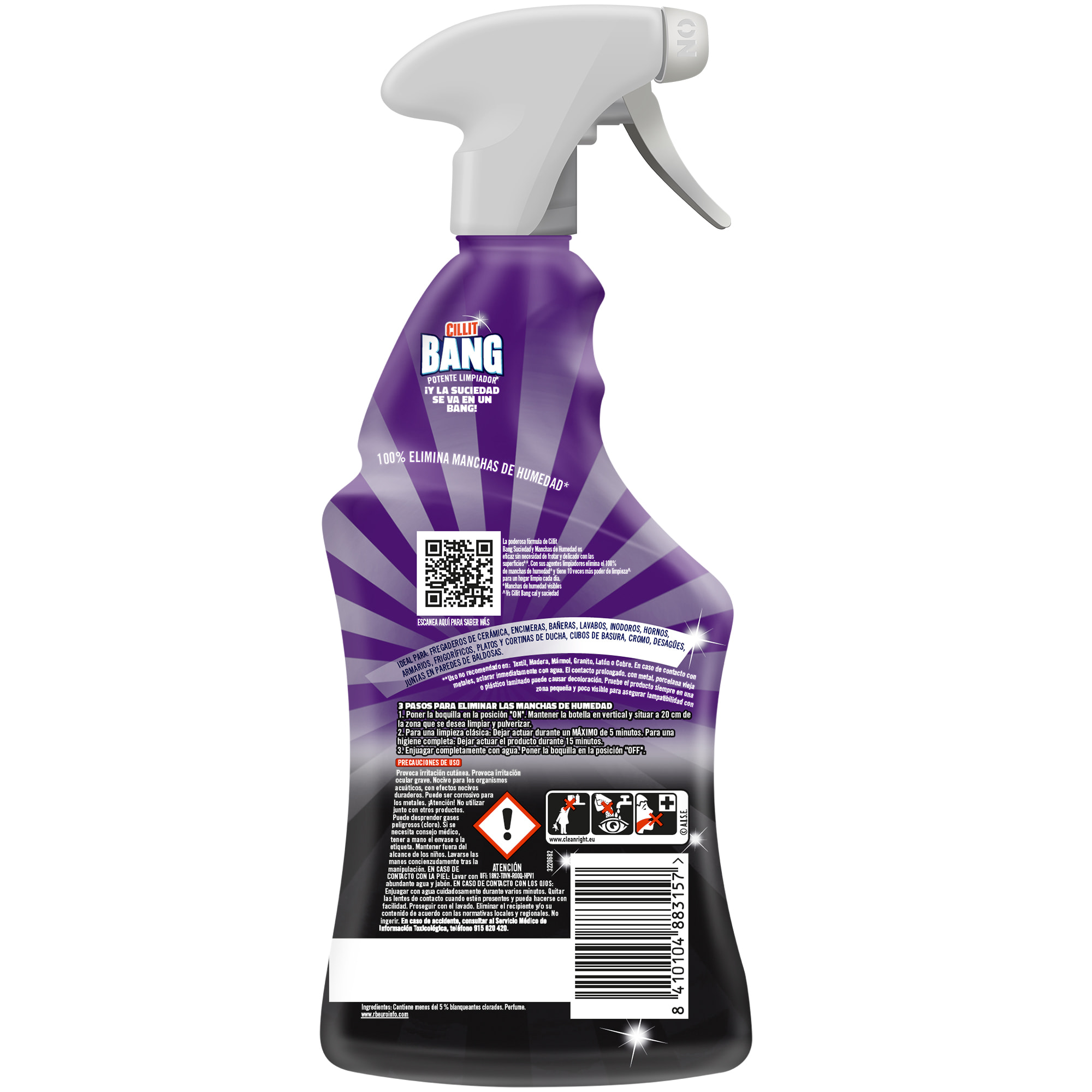 Cillit Bang - Spray Suciedad y Manchas de Humedad, para baño 750ml, Pack 3x750ml