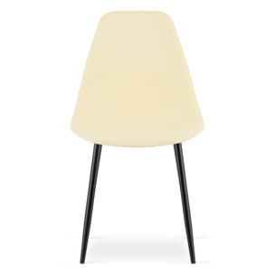 Set di 3 sedie Wat scandinave color crema con gambe nere