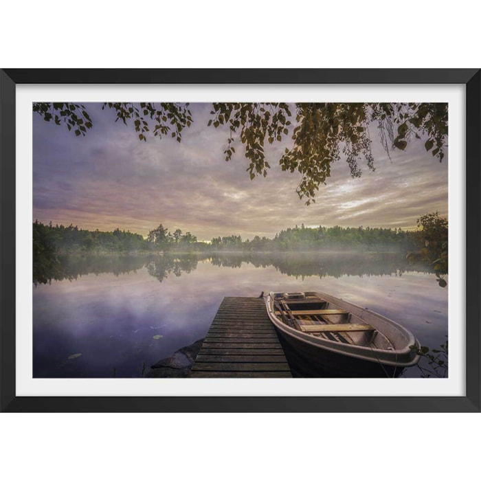 Affiche lacs colorés Affiche + cadre en bois - Noir