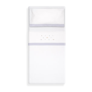 Triptico Cuna Franela Estrella Luna Multicolor Bco/Gris