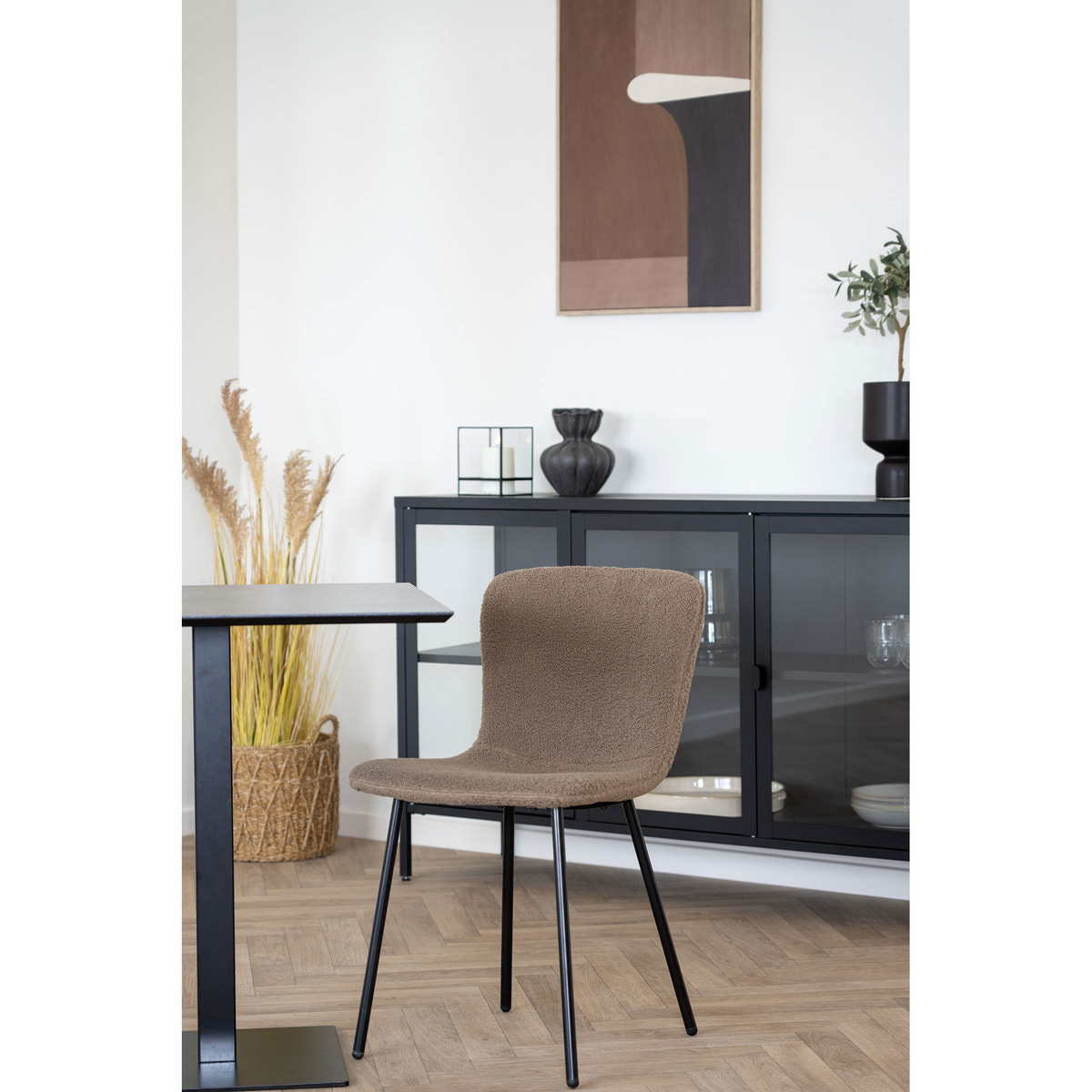 Tavolo bistrot Fano effetto pietra con base in metallo nero 70x70x75 cm