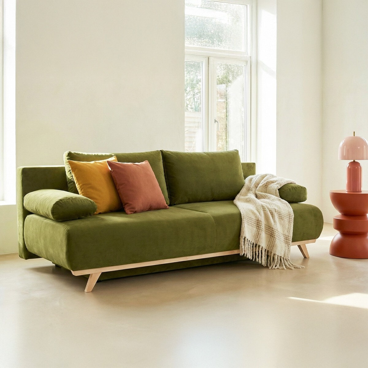 Canapé convertible 3 places en velours - LARIA