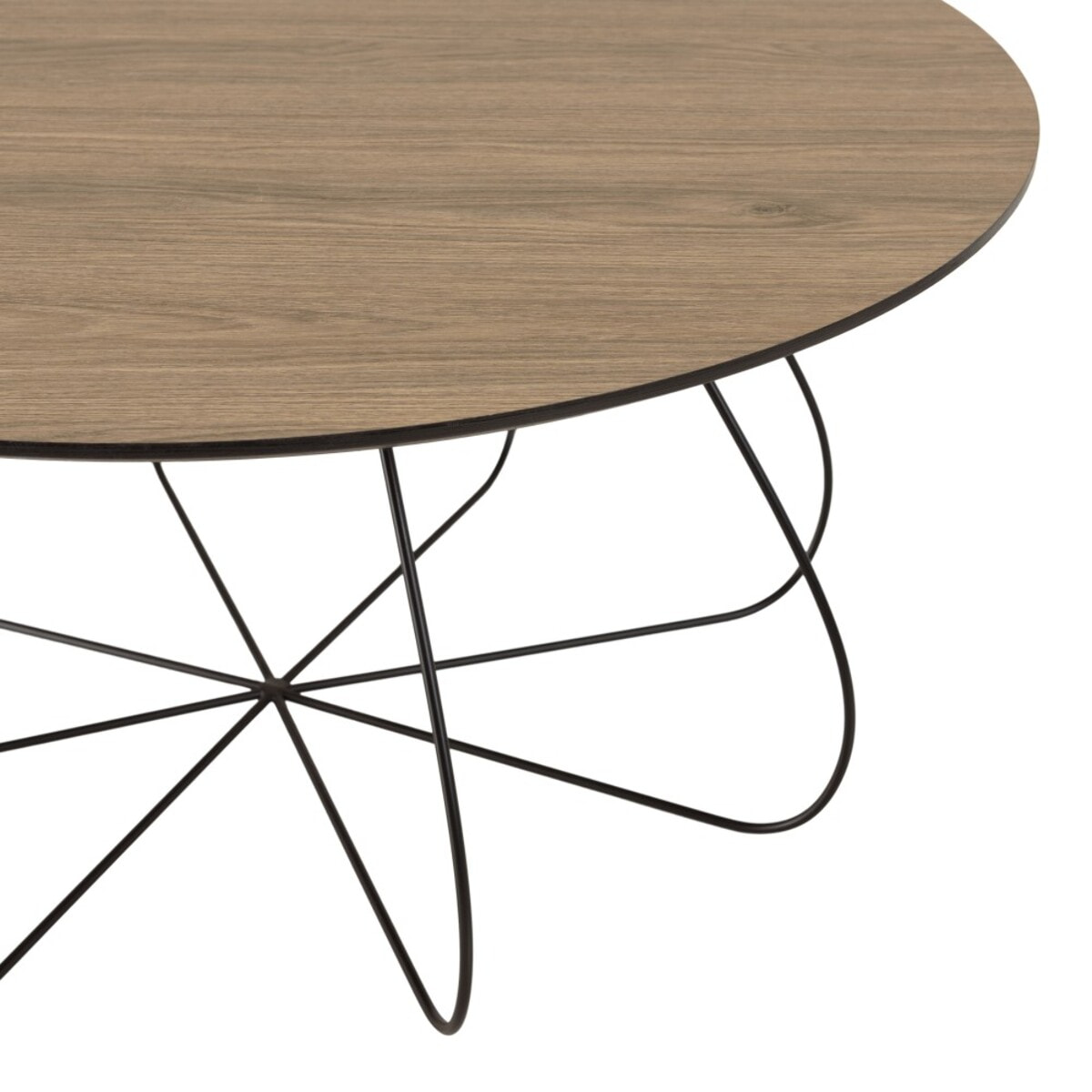 JULIA - Table basse biseautée 80x80cm mocha pieds forme panier en métal