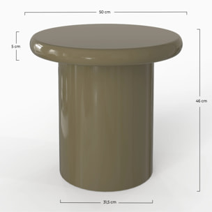 Table d'appoint laquée vert kaki en MDF D50 cm - Apoline