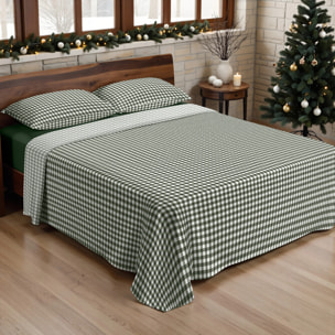Parure de lit 100% coton Xmas Vichy Vert