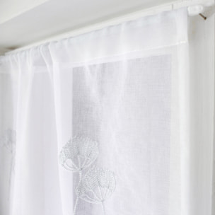 Paire de petits voilages brodés de fleurs - Blanc