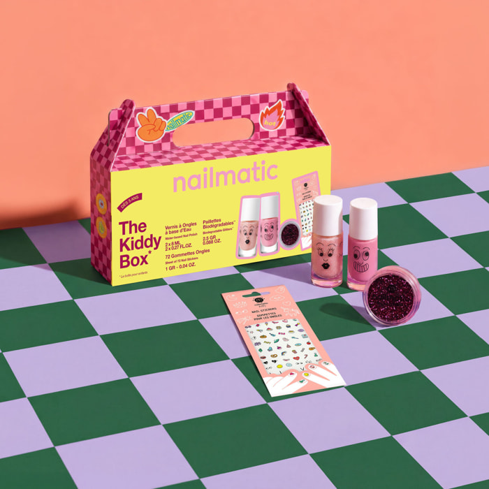 Kiddy Box - Coffret Vernis 2x8ml + Gommettes Ongles et Paillettes