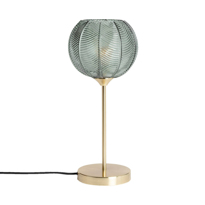 Lampe à poser métal et verre effet cristal Basile vert Ø 20cm