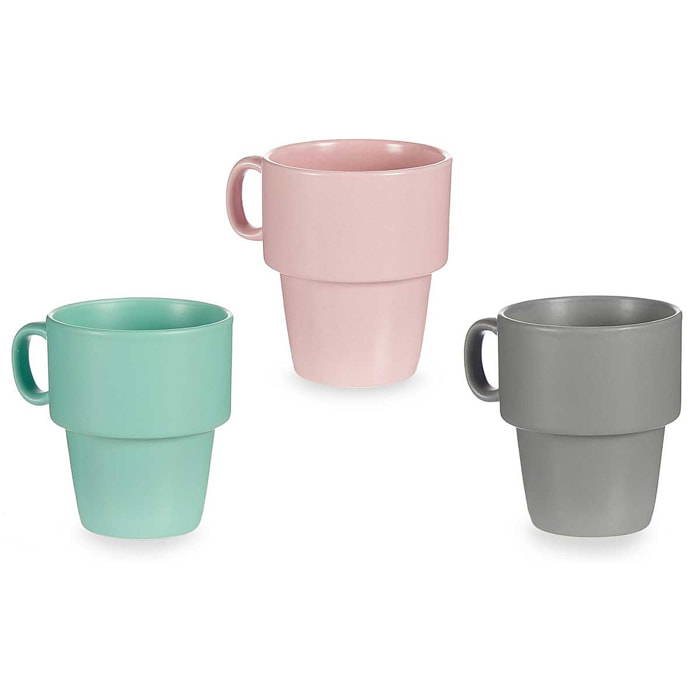 Set de 6 tazas apilables de porcelana 36 cl.