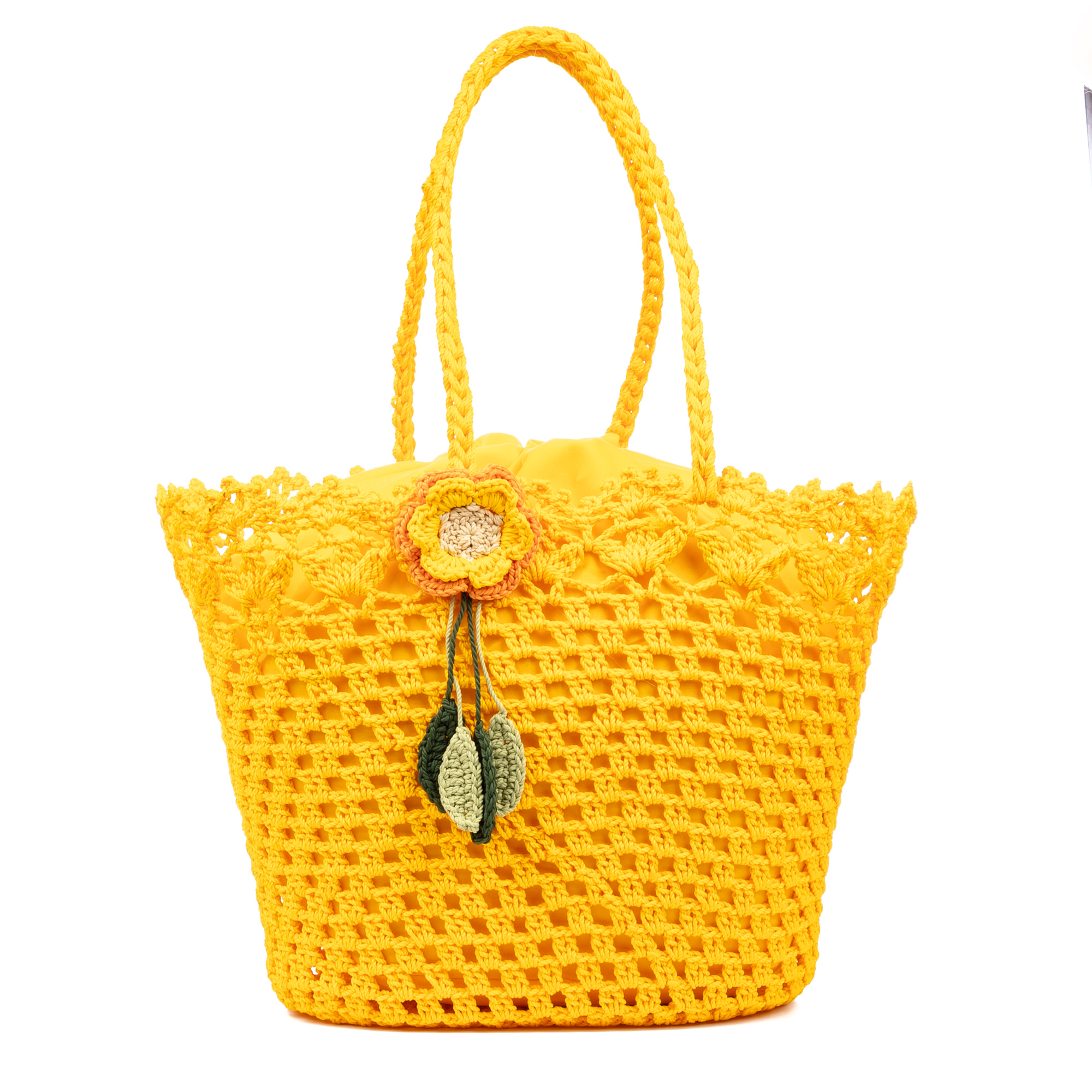 Zeccone borsa a spalla donna. Realizzata in cotone, con pon pon decorativo.