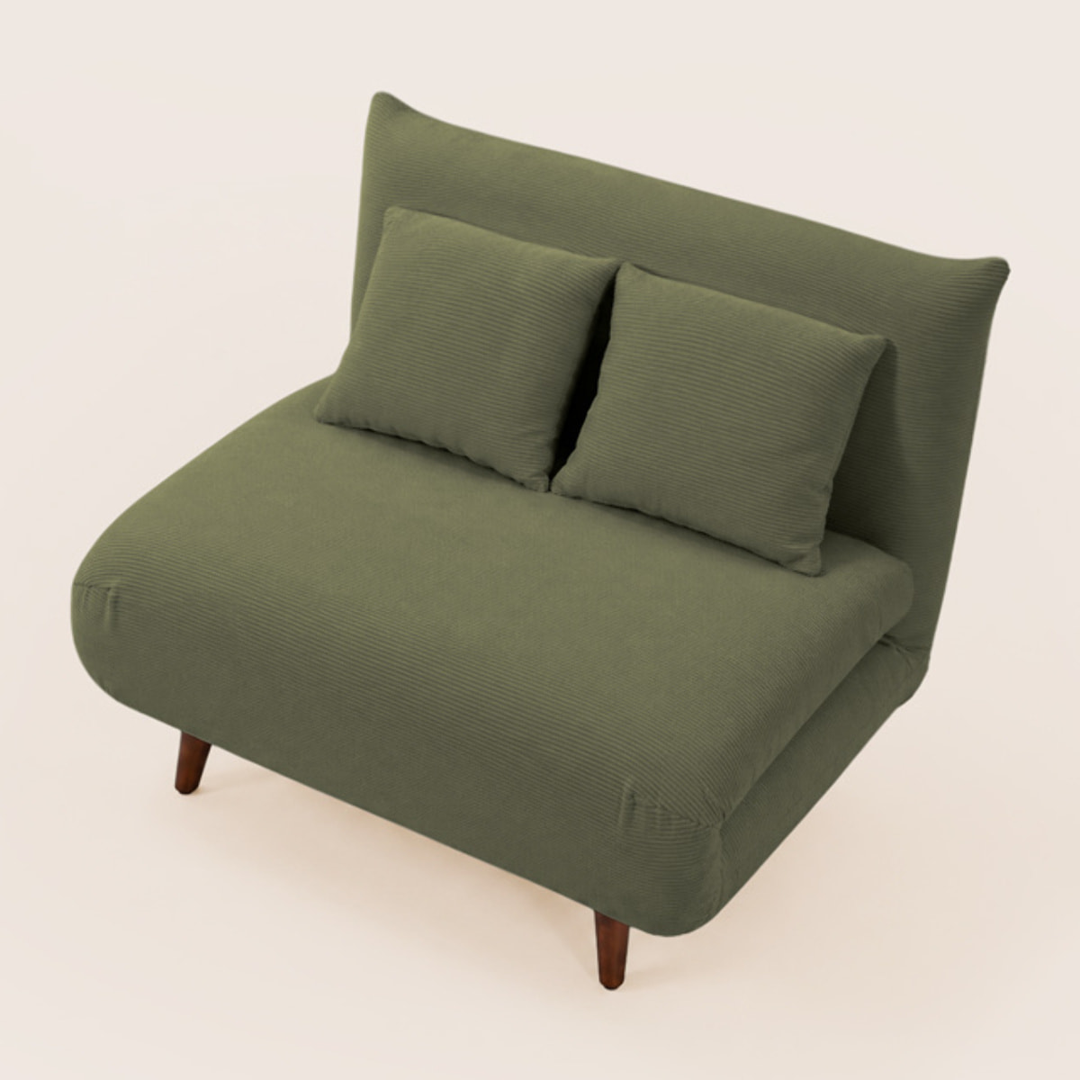 Lumi - Banquette convertible clic-clac 1 place en velours côtelé - Vert