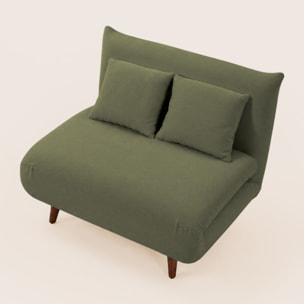 Lumi - Banquette convertible clic-clac 1 place en velours côtelé - Vert