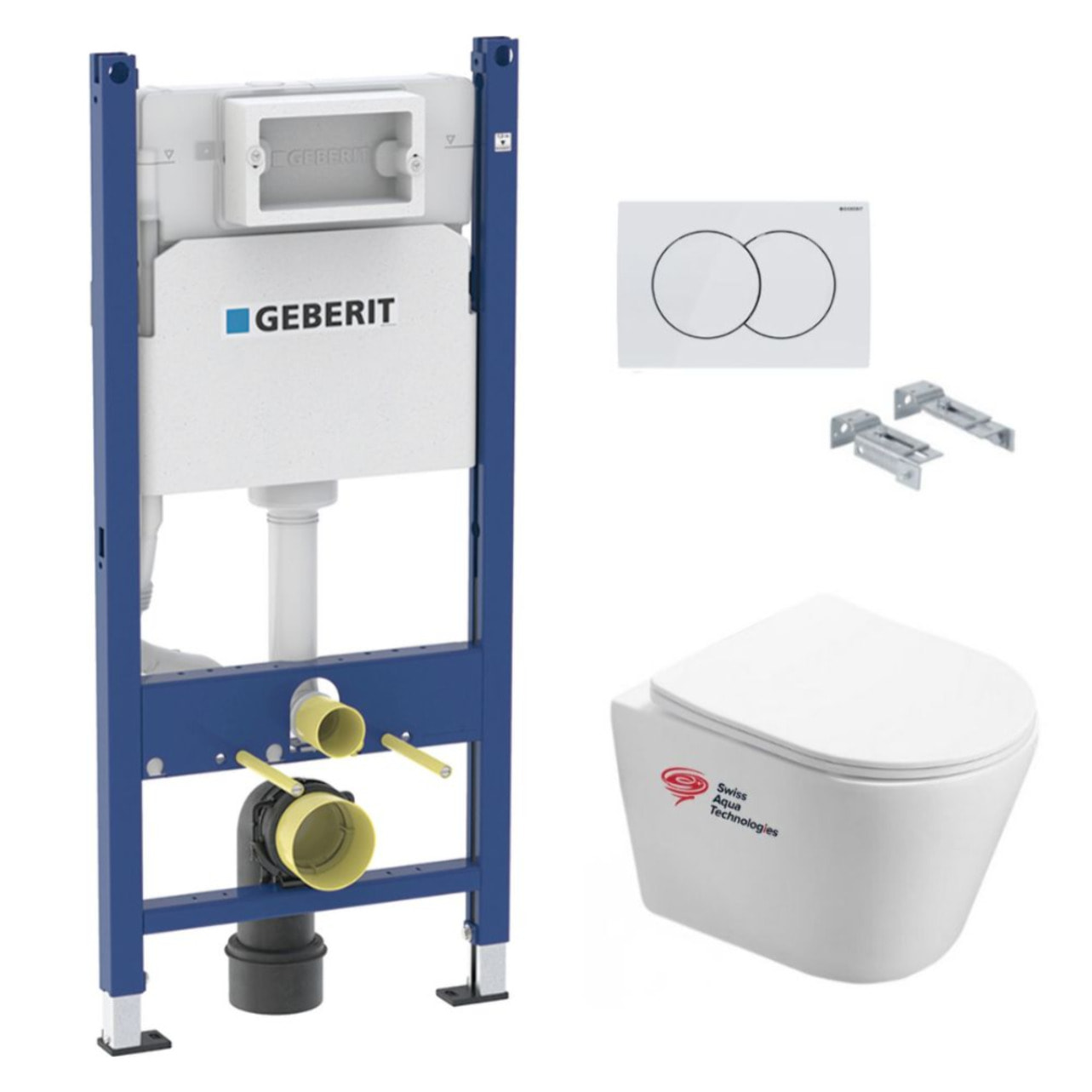 Pack WC Bati-support Geberit + WC Swiss Aqua Technologies Infinitio sans bride
