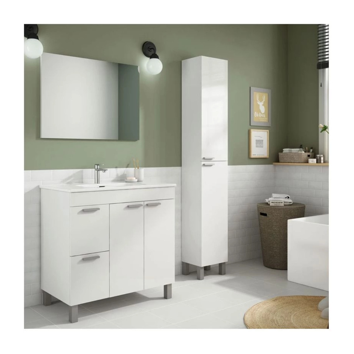 Columna de baño Koncept 2 puertas Blanco brillo