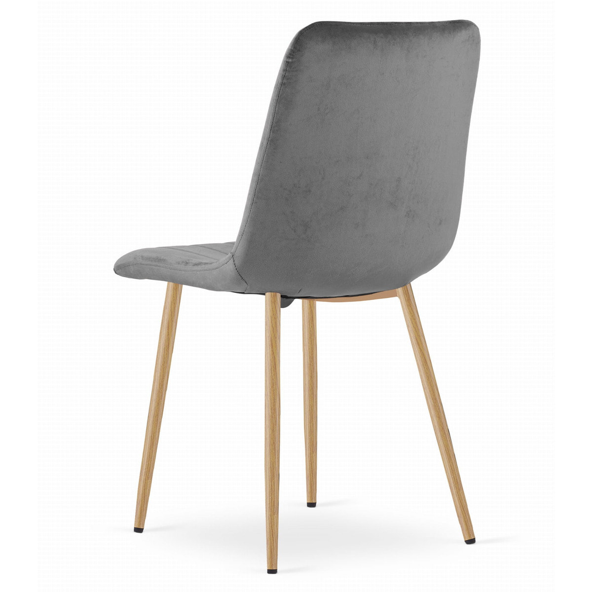 Sedia Lava in velluto grigio scuro con gambe effetto legno