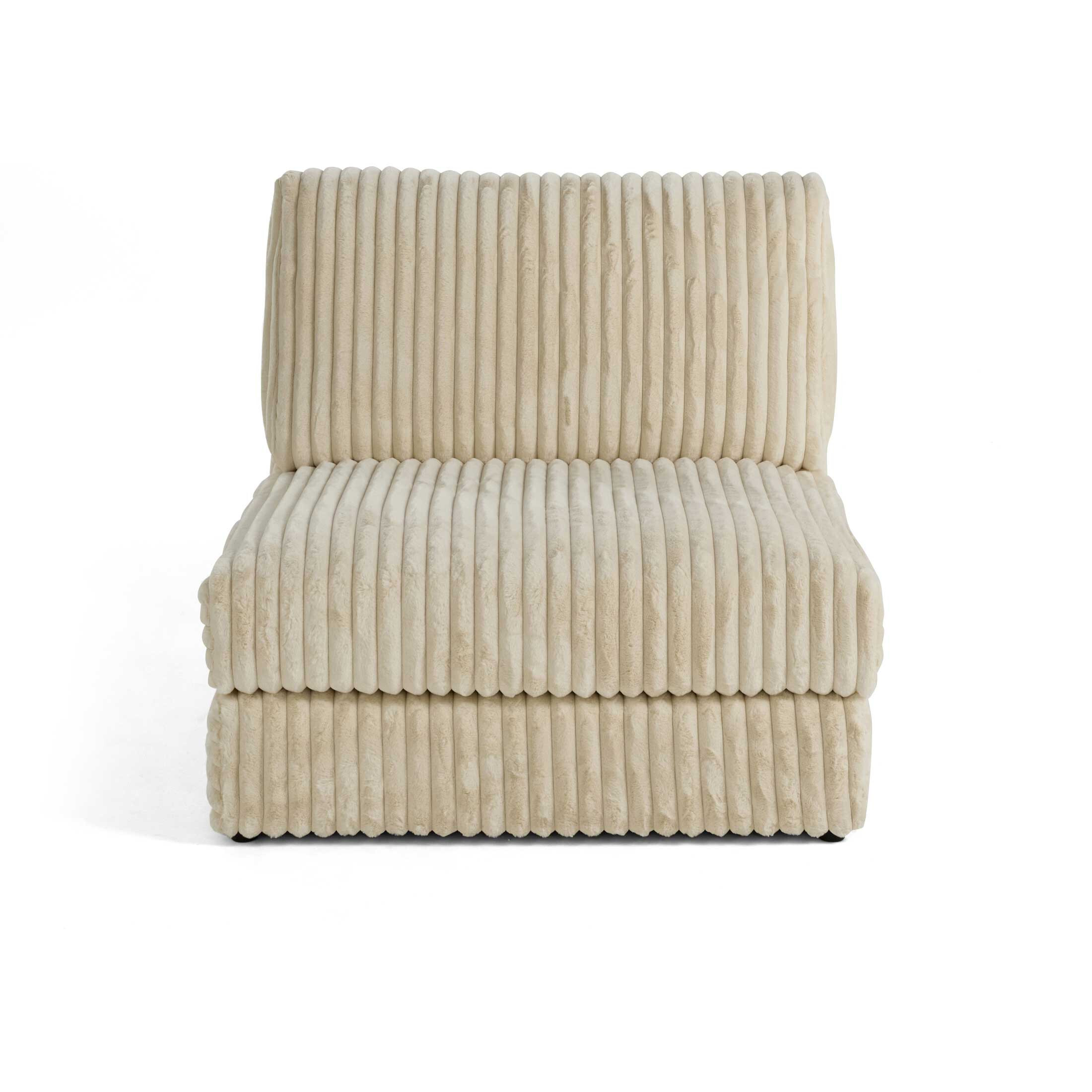 Jasper - module d'assise - en fausse fourrure côtelée - Beige