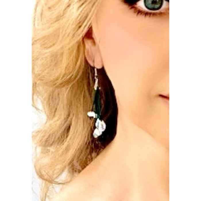 Pendiente Caleido2 en cuero y cristal Sw