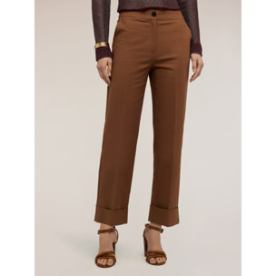 Motivi - Pantaloni wide in tessuto tecnico misto cotone - Marrone