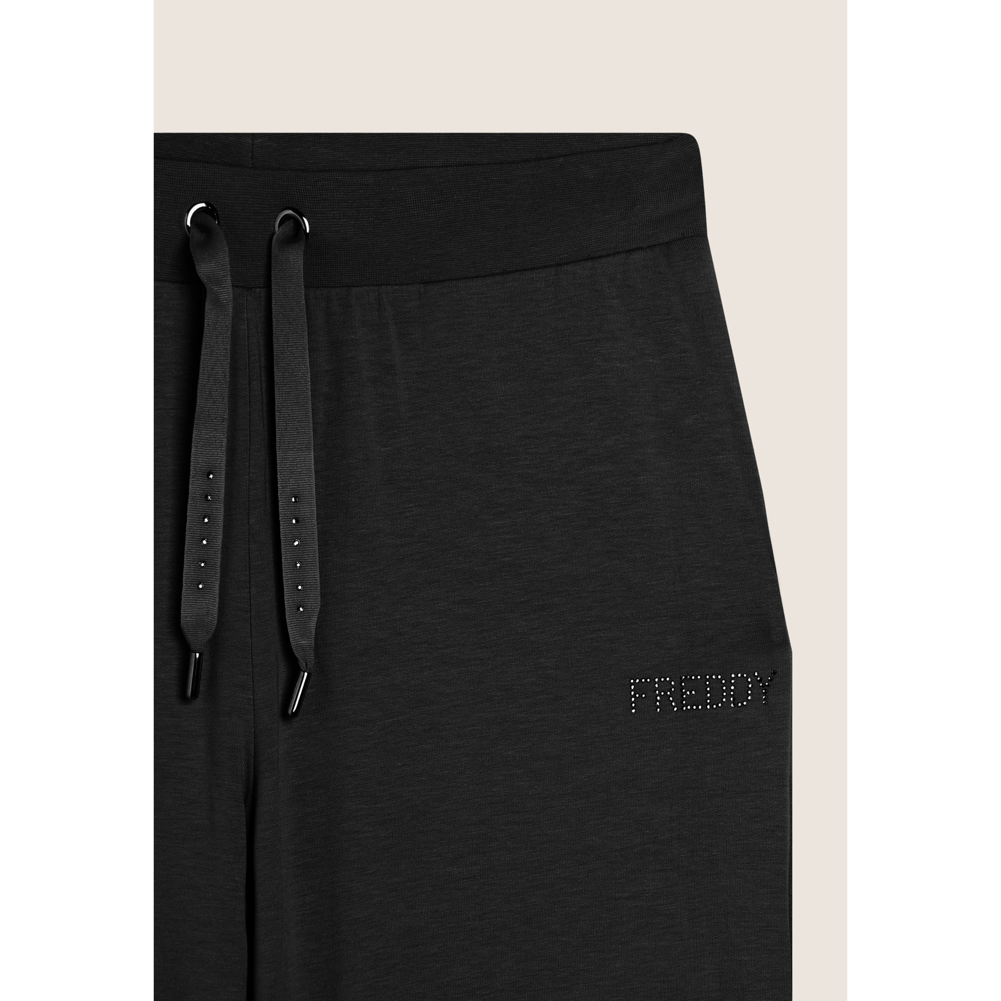 Pantaloni Sportivi con gamba Wide Leg e strass