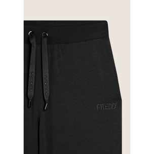 Pantaloni Sportivi con gamba Wide Leg e strass
