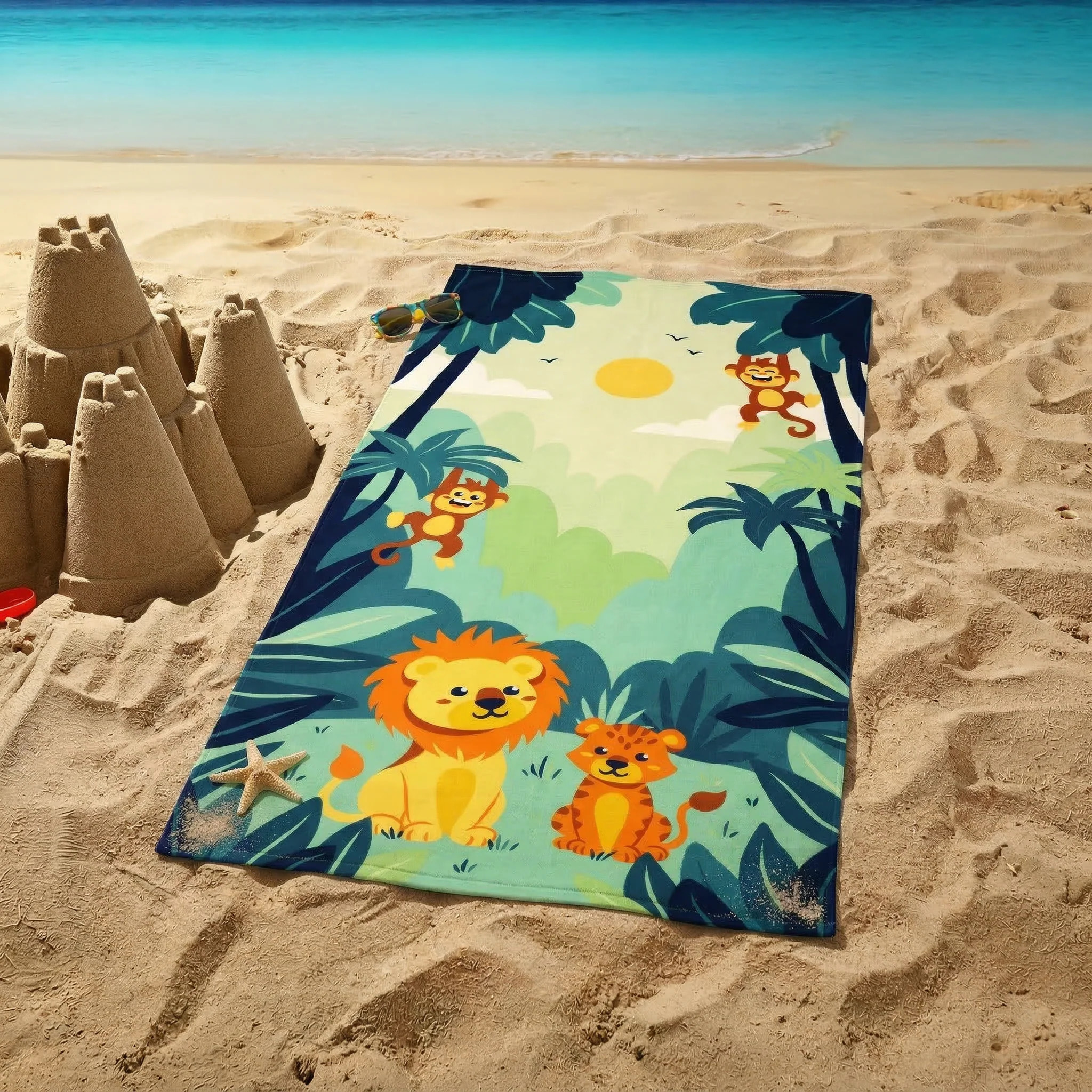 Serviette de plage microfibre enfant - Junglia - 70x140cm - 220g/m²