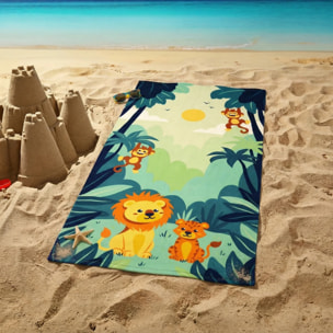 Serviette de plage microfibre enfant - Junglia - 70x140cm - 220g/m²