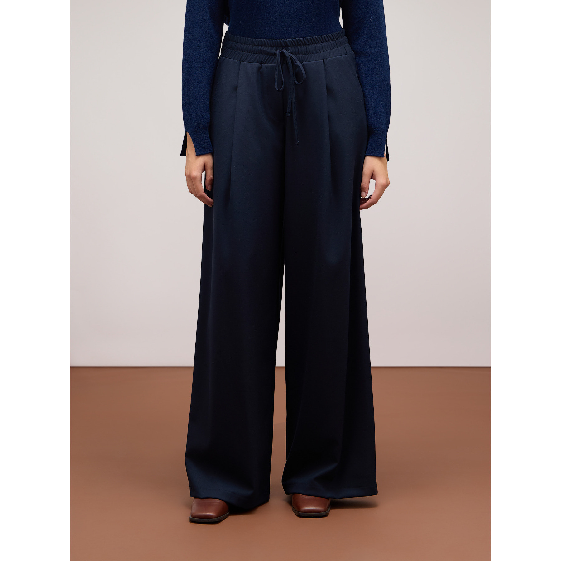 Oltre - Pantaloni joggers wide leg - Blu