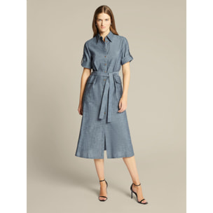 Elena Mirò - Vestido camisero de chambray - Azul